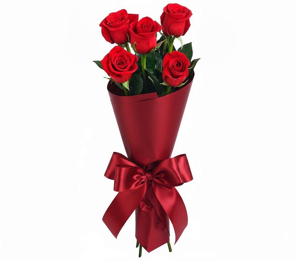Букет 5 Красных роз Эдлесс Лав в Покровке