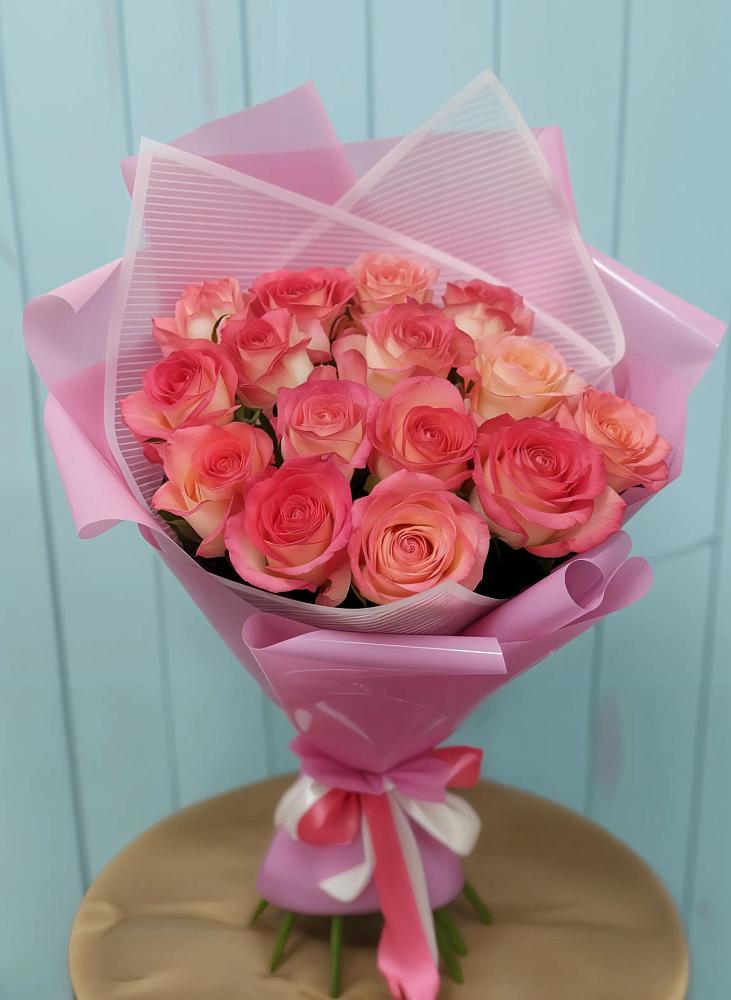 Букет 15 Розовых роз Равель в Покровке