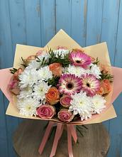 Букет цветов из:  Розы, Герберы и Хризантемы в Покровке