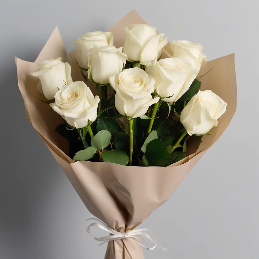 Букет 9 Белых роз Эдлесс Лав в Покровке