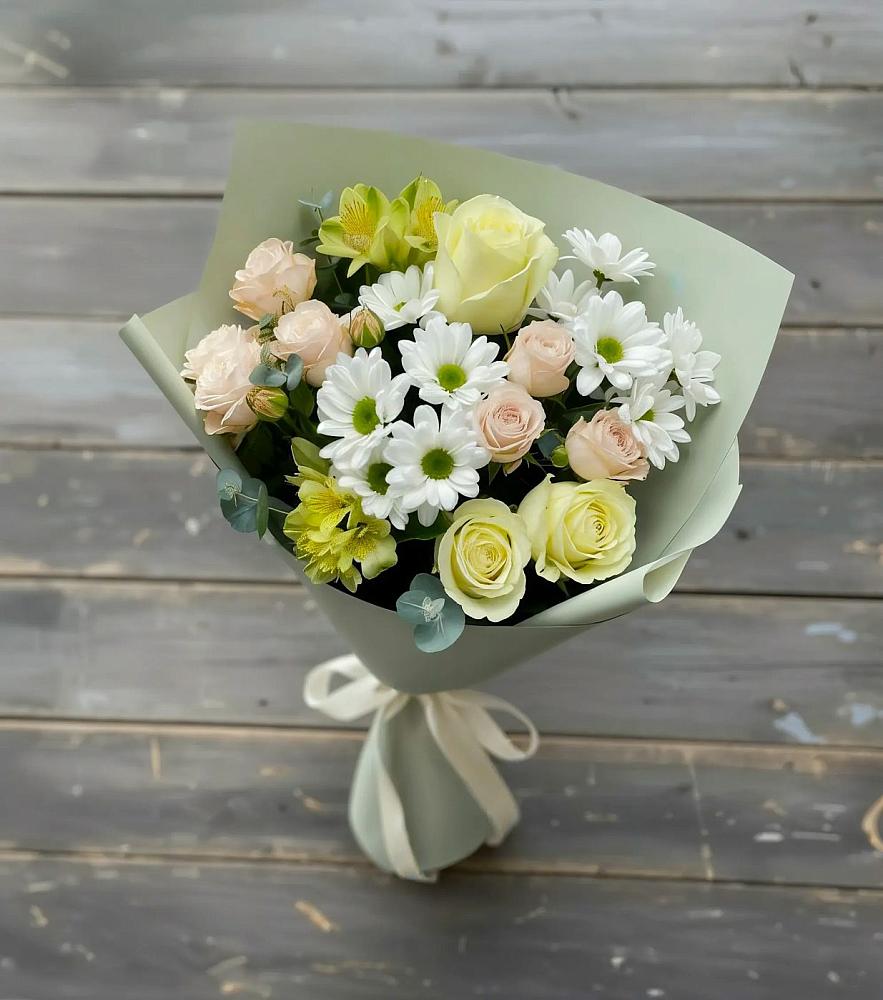 Букет цветов из: Альстромерии, Розы и Хризантемы в Покровке