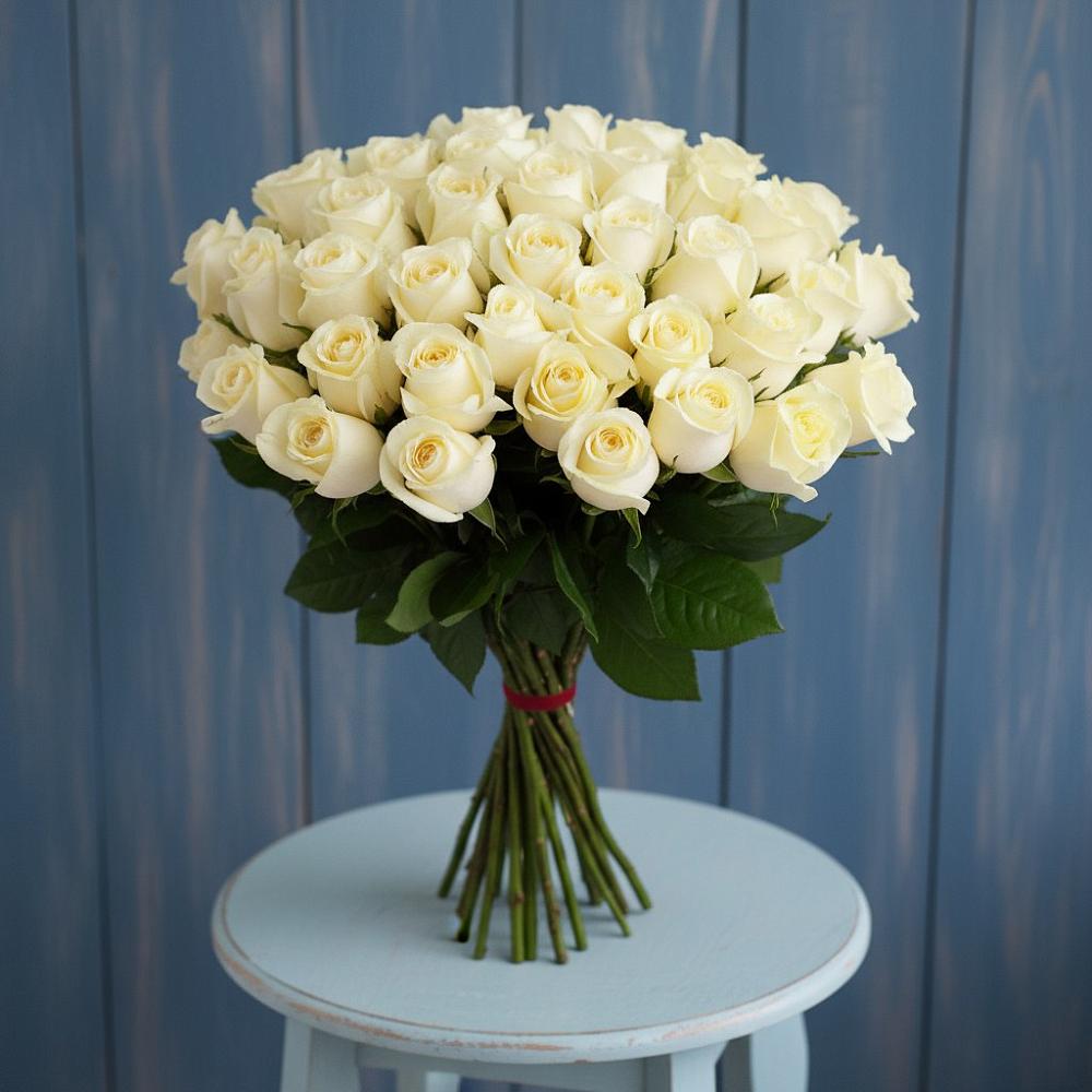 Букет 51 Белая роза Эдлесс Лав в Покровке