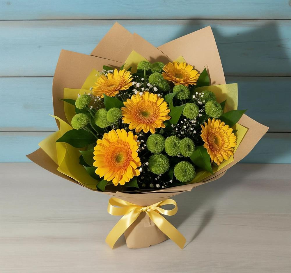 Букет цветов из: Герберы и Хризантемы в Покровке