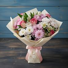 Букет цветов из:  Хризантемы, Альстромерии и Розы в Покровке