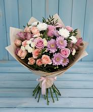 Букет цветов из:  Хризантемы, Розы и Альстромерии #REPLACE_PRED# Покровке
