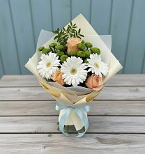 Букет цветов из:  Герберы, Розы и Хризантемы в Покровке